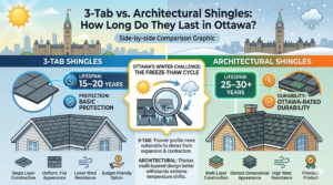 infographic comparing 3-tab shingles and architectural
